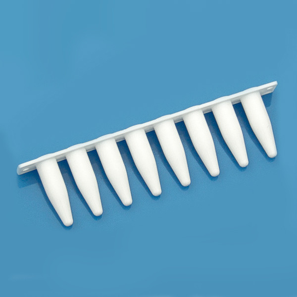 Білий стрип з 8 мікропробірок для ПЛР 0,2 мл (125 шт/уп)