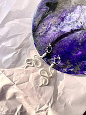 Сережки , срібного відтінка змії \ ручна робота, фото 3