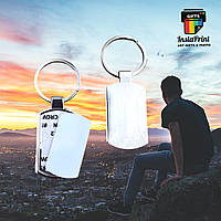 Брелок металевий односторонній прямокутний N1 + друк фото/малюнок/діамера/лого/прикол