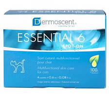 Dermoscent Essential-6 spot-on 4 піпетки для шерсті котів під час лупи, линяння