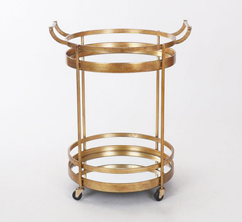 Сервірувальний Столик золотий на колесах з металу з дзеркальним покриттям 96018
