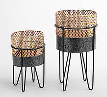 Набір 2-х кашпо для квітів з металу на ніжках