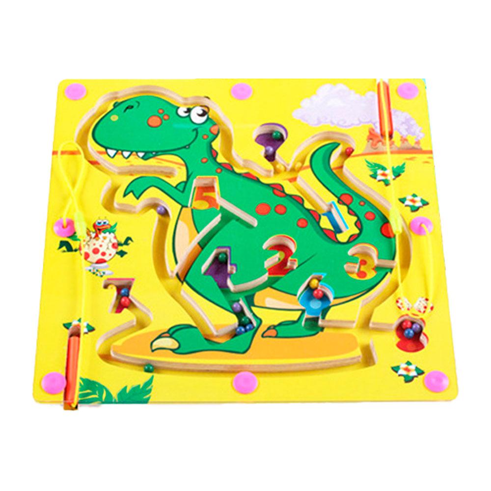 Игрушка-лабиринт "Динозавры" на деревянной доске с магнитными шариками ...