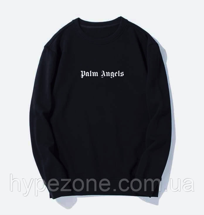Світшот Чоловічий Palm Angels Logo чорний Толстовка Палм Анджелс Кофта Палм Енжелс Реглан Пальм Енджелз бавовна
