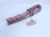 Лента для завивки волос с прищепкой розовая