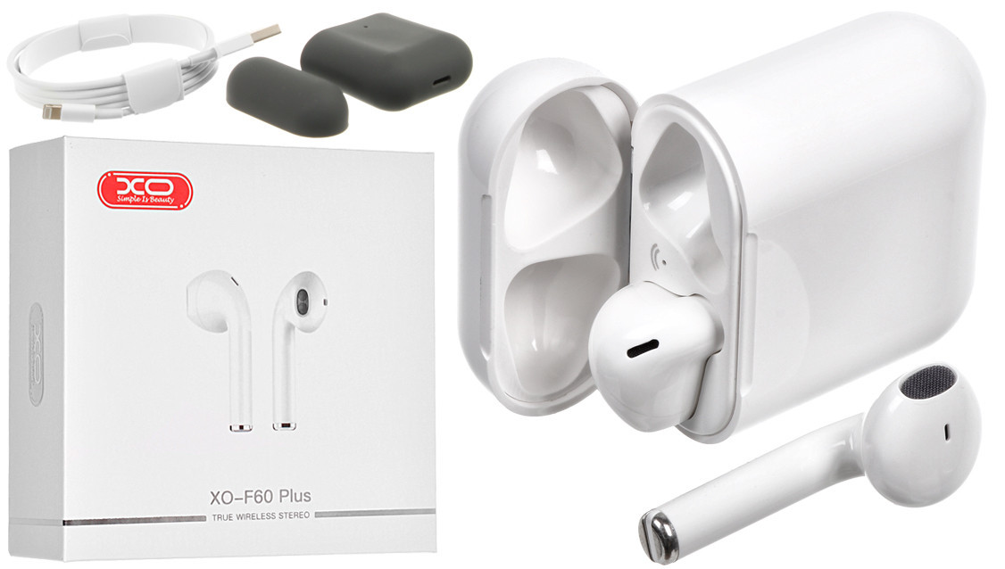 Бездротові Bluetooth стерео навушники гарнітура BT XO F60 Plus V5.0 з кейсом Білий, фото 1