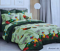Постільна білизна підліткова Бязь Пригоди Among Us зелений