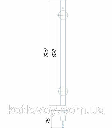 Електричний полотенцесушитель вертикальний Блискавка квадрат 1100/30 Е, фото 2