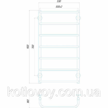 Електричний полотенцесушитель Стандарт П7 500x900 Е ліве підключення, фото 2