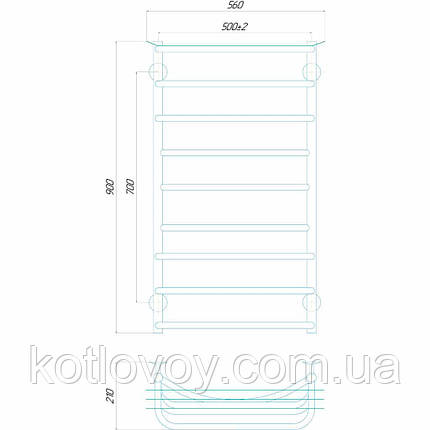 Рушникосушки водяні Юність П9 500x900 В нижнє підключення, фото 2