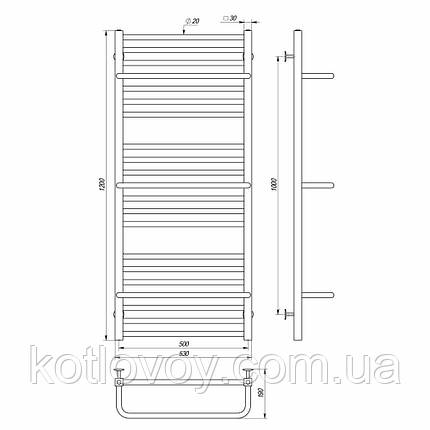 Рушникосушки водяні Sigma 500х1200 В нижнє підключення, фото 2