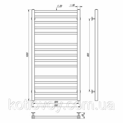 Рушникосушки водяні Lima П15 500х1000 В нижнє підключення, фото 2
