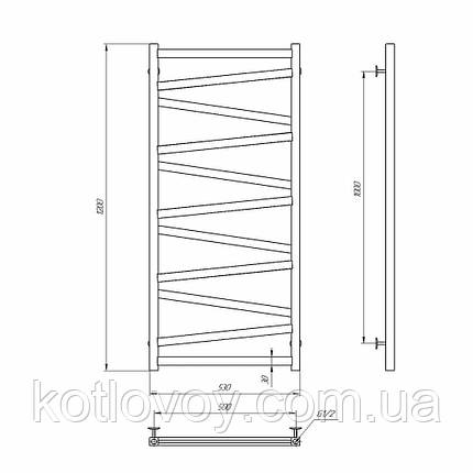 Рушникосушки водяні Alpha П11 500х1200 В нижнє підключення (білий), фото 2