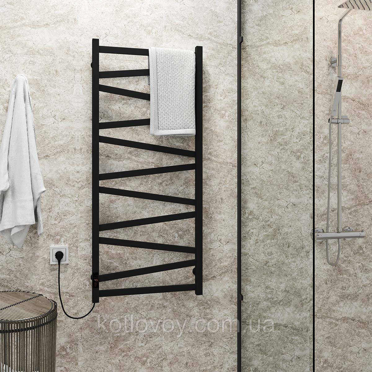 Електричний полотенцесушитель Alpha П11 500х1200 Е ліве підключення (чорний)