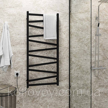 Електричний полотенцесушитель Alpha П11 500х1200 Е ліве підключення (чорний), фото 1