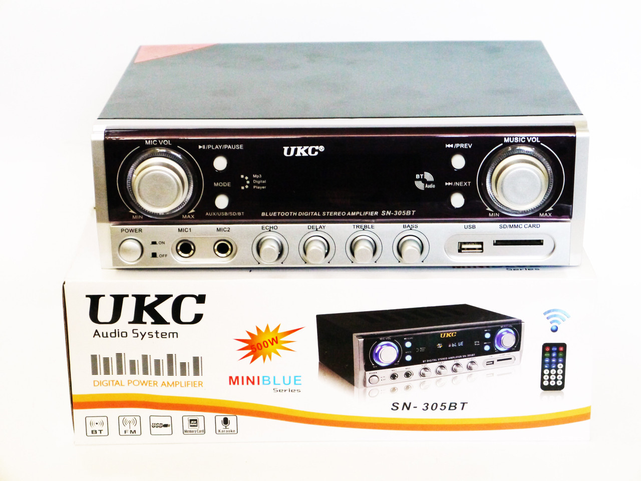 Підсилювач UKC SN-305BT - Bluetooth, USB,SD,FM,MP3! Караоке 2х канальний 500W