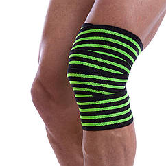 Бинт на коліна для присідань Zelart 312 довжина 2,2 м Black-Green