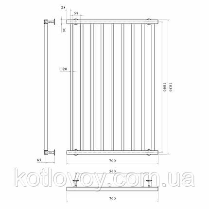 Рушникосушки радіатори Level П9 700х1000 В нижнє підключення (чорний), фото 2