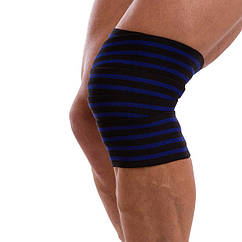 Бинт на коліна для присідань Zelart 312 довжина 2,2 м Black-Blue