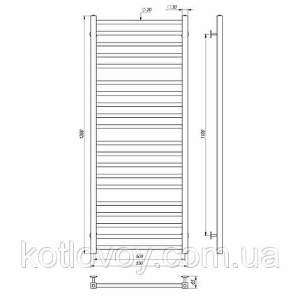 Рушникосушки водяні Lima П20 500х1300 В бокове підключення, фото 2