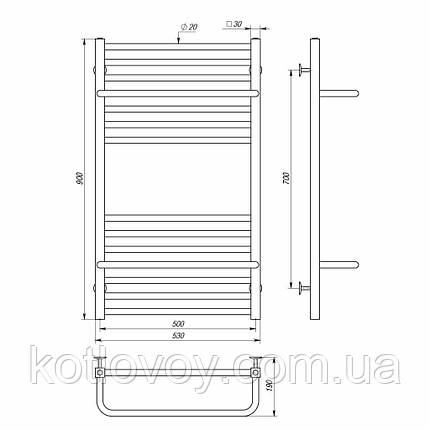 Рушникосушки водяні Sigma 500х900 В бокове підключення, фото 2