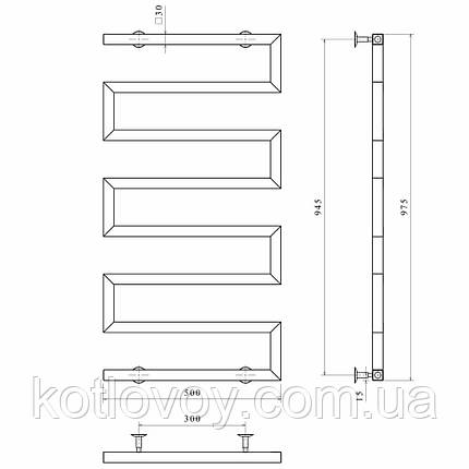 Рушникосушки водяні Zeta 500х945 В бокове підключення (червоний), фото 2