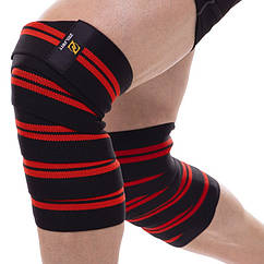 Бинти на коліна для присідань Zelart 2646 довжина 2 м Black-Red