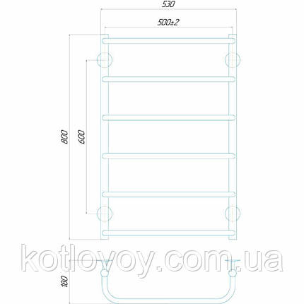 Рушникосушки водяні Стандарт П6 500x800 В бокове підключення, фото 2