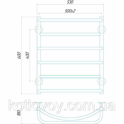 Рушникосушки водяні Аквамікс П6 500x600 В бокове підключення, фото 2