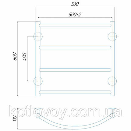 Рушникосушки водяні Класик П6 500x600 В бокове підключення, фото 2