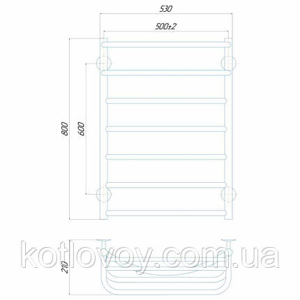Рушникосушки водяні Готель П7 500x800 В бокове підключення, фото 2