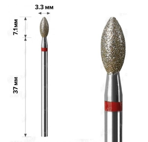 Алмазна Фреза mART (M-042) — Свічка Red 3.3*7,1, фото 1