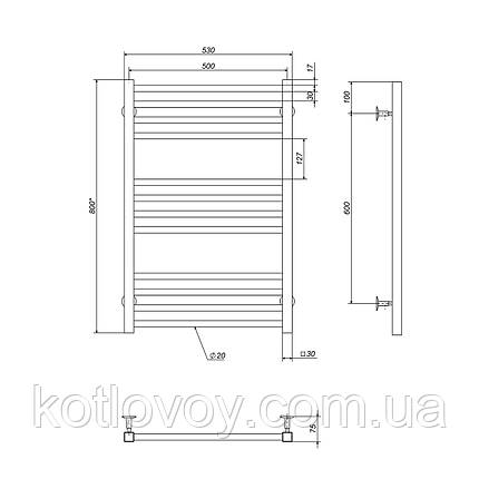 Електричний полотенцесушитель Lima П12 500х800 Е ліве підключення, фото 2