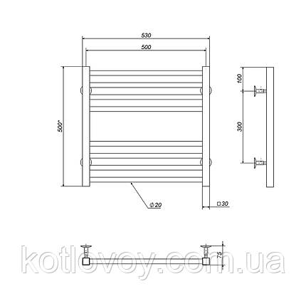 Рушникосушки водяні Lima П8 500х500 В бокове підключення, фото 2