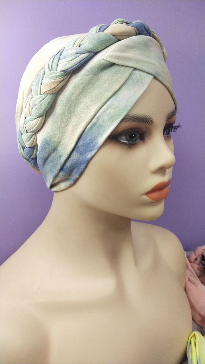 Чалма шапочка 54-60рр різнокольорова мраморного окрасу для моря та післе химиотерапии, фото 1