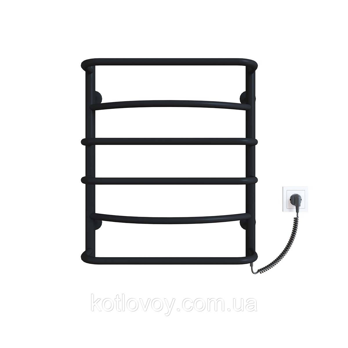 Електричний полотенцесушитель Аквамікс П6 500x600 ЧФ праве підключення (чорний)