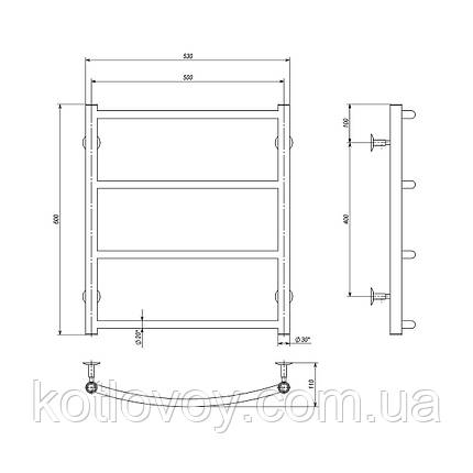 Електричний полотенцесушитель Класик П4 500x600 Е праве підключення, фото 2