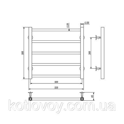 Рушникосушки водяні Forest П5 500x500 В бокове підключення, фото 2