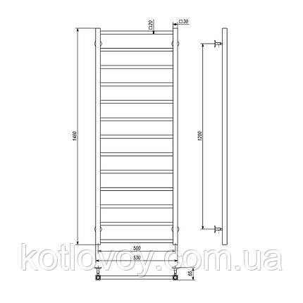 Рушникосушки водяні Forest П13 500x1400 В нижнє підключення, фото 2