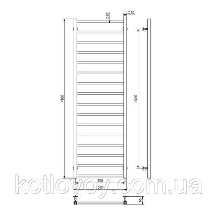Рушникосушки водяні Forest П16 500x1600 В нижнє підключення, фото 2