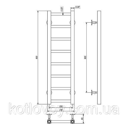 Рушникосушки водяні Forest П8 200x800 В бокове підключення, фото 2