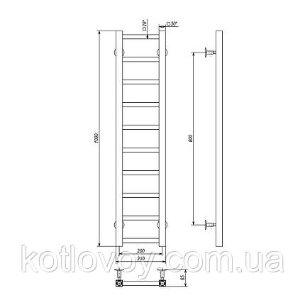 Рушникосушки водяні Forest П10 200x1000 В бокове підключення, фото 2