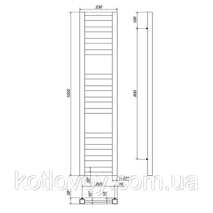 Рушникосушки водяні Magnus П12 200х1000 В нижнє підключення (чорний), фото 4