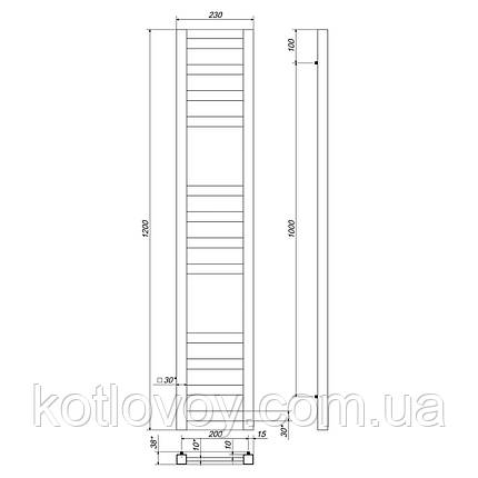 Рушникосушки водяні Magnus П12 200х1200 В нижнє підключення (чорний), фото 4