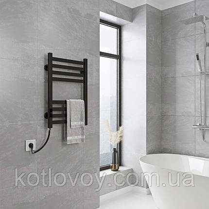 Електричний полотенцесушитель Magnus П8 400х600 Е ліве підключення (чорний), фото 3