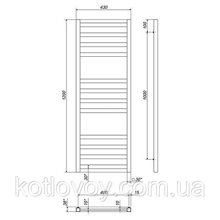 Рушникосушки водяні Magnus П12 400х1200 В бокове підключення (білий), фото 4