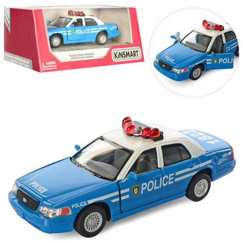 Дитяча колекційна машинка Kinsmart Ford Crown Victoria Поліцейська KT5342aw метал інерційна відчиняються двері іграшка