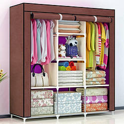 Складана тканинна шафа, шафа для одягу Storage Wardrobe 88130 на 3 секції Коричнева