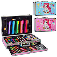 Мега набор для детского творчества Единорог, чемодан 2 яруса, краски, карандаши, фломастери, кисти