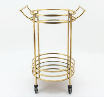 Столик сервіровки на колесах з металу з дзеркальною стільницею золотий 81362